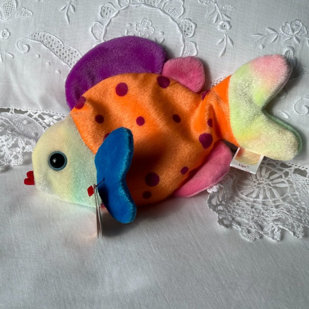 TY Beanie Baby Collection Lips the Colorful Fish 1999 NWT - Picture 10 of 11